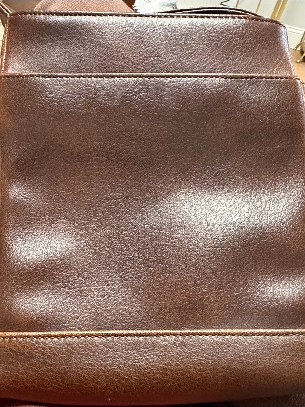 Evan Picone Chocolate Brown Leather Messenger Crossbody